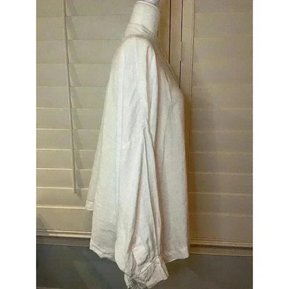 Eskandar Shirt Top Women's Size 1 Linen Lagenlook Oversize Boxy Button Up Long - Picture 5 of 9